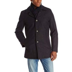 Tommy Hilfiger Men's Wool Coat w/Detachable Scarf